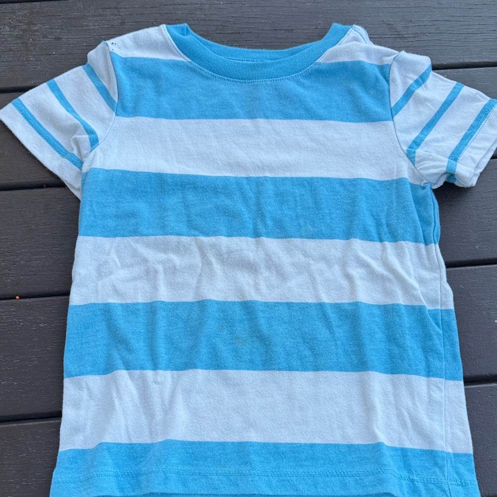 Blue and White Striped Kids Shirt